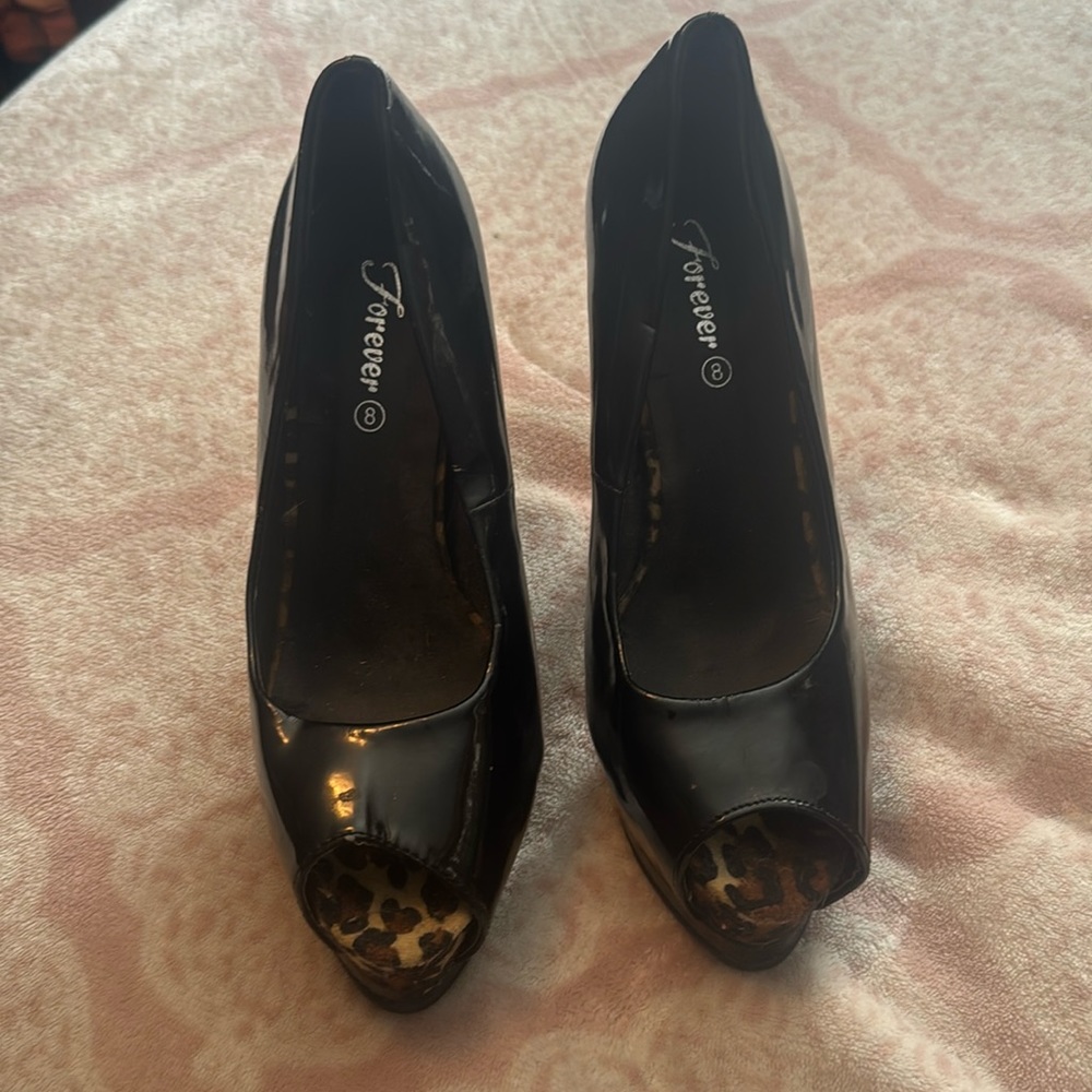 Platform stiletto peep toe heels